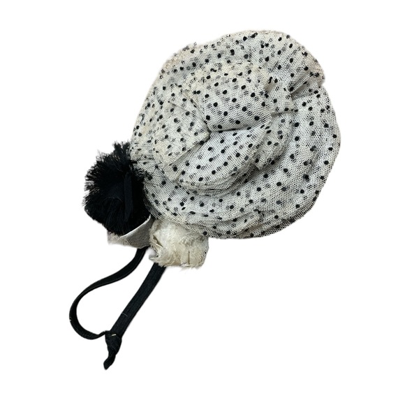 White black polka dot oversized flower headband or statement necklace ooak - Picture 3 of 3